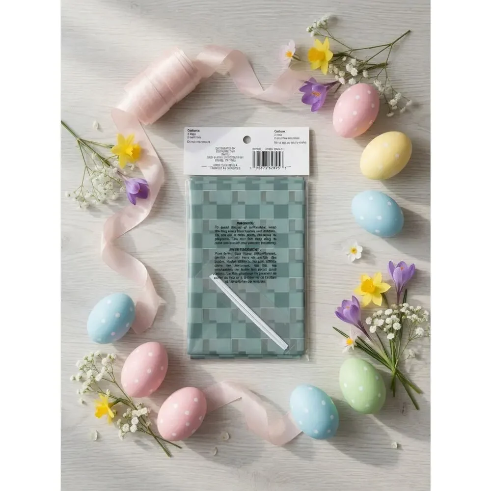 Celebrate It Green Gingham Cellophane Gift Bags